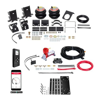 TrendsAuto Firestone Airide Red Label Rear Air Springs Kit & Air Command Heavy Compressor No Drill Mounting Plate with Single Wireless App and Remote fits 2011-2016 F250 F350 | TrendsAuto Decal - size: Single Path