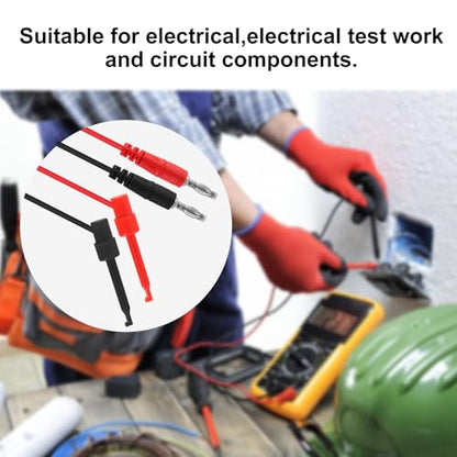 2Pack 4mm Banana Plug Test Leads to Test Hook Clips Multimeter Electrical 4mm Banana Plug Silicone Flexible Copper Cable 1 Meter for Multimeter Electrical Testing - color: 2set banana to hook