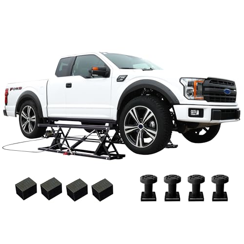 Jocisland 5000 lb Portable Car Lift, Quick Jack with 26" Max Height | Adjustable Scissor Lift Structure Built-In Wheels Garage and Shop Use Compact Storage and Easy Mobility - color: Black, size: 5000LBS
