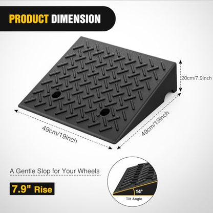 Nilight Rubber Curb Ramps, 7.9 Inches Rise Height Heavy Duty Rubber Threshold Ramp, Portable Driveway Ramps for Cars Wheelchairs Scooter Lawn Mower, 7000lbs Load Capacity, 2 Pack - size: 7.9" Rise