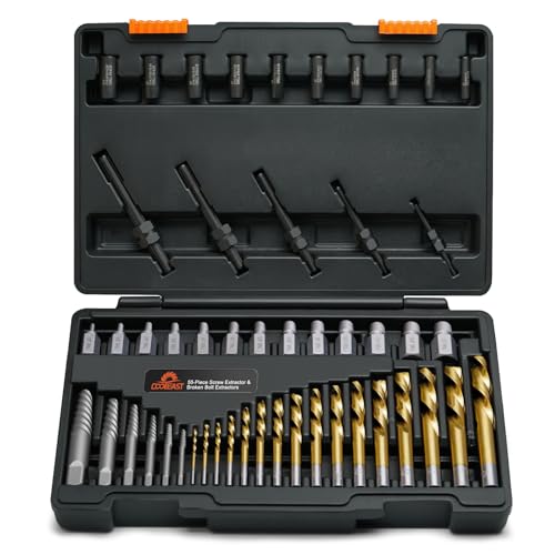 Damaged Screw Extractor Set 55 Pcs,Left Handed Drill Bit Screw Extractor | High-Hardness,Wear Resistance,Easy Out Screw,Stocking Stuffers for Men,with Portable Case,Gifts for Adults Him,Home DIY - size: 55PCS