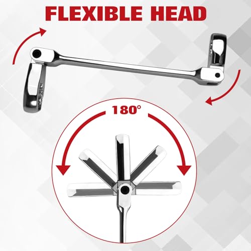 6-Piece Flex-Head Flare Nut Wrench Set Metric 9, 10, 11, 12, 13, 14, 15, 17, 18, 19, 21mm | 40 Cr Double Open End Brake Line Wrench for Automotive Brake, Fuel, AC Lines and Plumbing Repairs