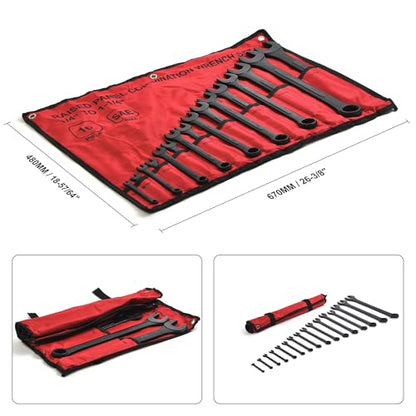 16 Piece SAE Combination Wrench Set, 1/4" to 1-1/4" SAE Wrench Set with Roll Up Pouch
