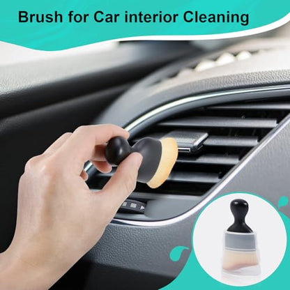 UNIMEIX Tire Shine Applicator Brush Kit Large Vegan Tire Shine Brush with Storage Stand for Vehicles Tire Shine Polish Wax and Car Interior Cleaning