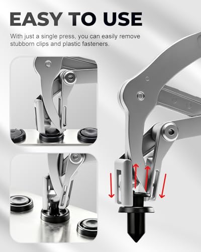 4Pcs Car Clip Pliers with 2 Fastener Removal Tool, Auto Fastener Clip Removal Pliers, Panel Clip Removal Tool for Automotive Plastic Fasteners, Push Pin & Door Trim, Damage-Free Disassembly