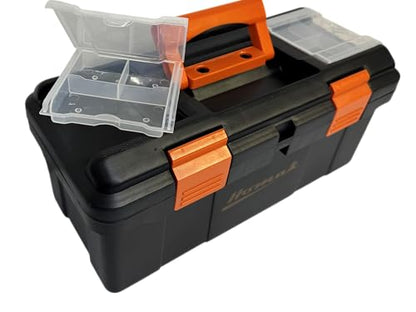 Homak Plastic Tool Box with Tray and Dividers, Black, 16 Inches - size: 16-Inch