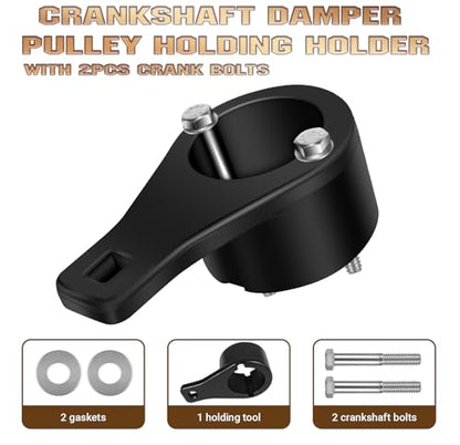 Fits Toyota/Lexus Crankshaft Damper Pulley Holding Tool with 2 Crank Bolts -Exquisite Storage Box- Multiple Engine Models, Professional Installation & Removal Tool