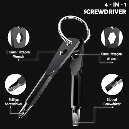 Stocking Stuffers for Men: 6-Piece Magnetic Screwdriver Set with 4-in-1 Keychain Tool | Includes Phillips & Flat Head | Non-Slip Grip for DIY & Home Repair | Practical Gift (Green & Black) - color: Green/Black
