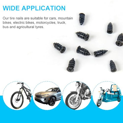 100PCS Tire Repair Rubber Screws, Self-Service Puncture Repair Tool | For Car Truck Motorcycle Tractor, Spiral Rubber Nails with Storage Box, Easy to Use, Includes Screwdriver