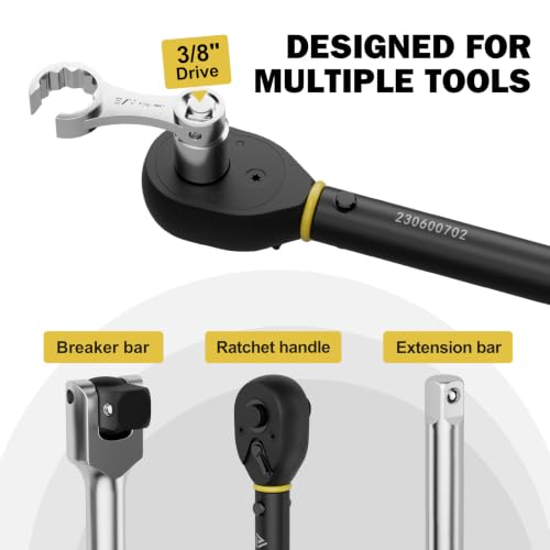 ANPUDS Side-Open Torque Adapter Set SAE for HVAC & Tight Spaces, 3/8" Drive | 5/16" to 7/8", 12pcs, Chrome Molybdenum Steel, 12-Point Torque Wrench Extension for HVAC, Automotive, Brake & Fuel Lines
