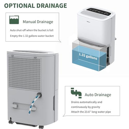 Shinco 6,000 Sq.Ft Energy Star Dehumidifier with WIFI, Ideal for Large Rooms and Home Basements, Efficient Moisture Removal with Adjustable Humidity Control, 1.32 Gallons Water Tank - color: 6,000 Sq.Ft.