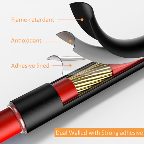 Heat Shrink Tubing Kit 355pcs - 3:1 Dual Wall Adhesive Lined - Electrical Waterproof Industrial Heat-Shrink Tubing Terminals- Marine Grade Wire Connector Shrink Wrap Tube - 3.15" Length - Black - size: 355pcs Black