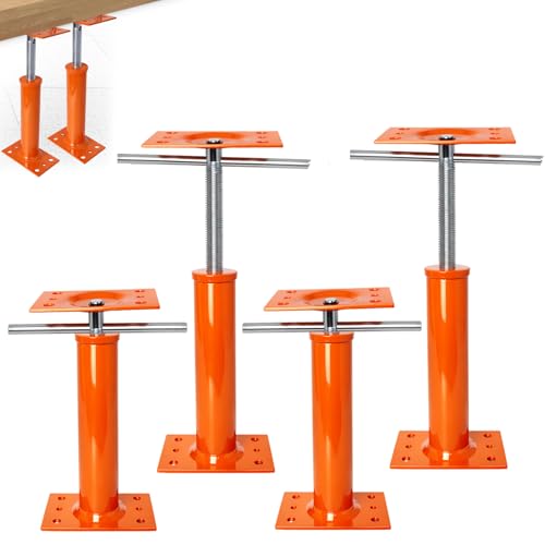 4 Pack 10.8-16.5 in Adjustable House Floor Jacks, Steel, 11,000 lb Each | Crawl Space Jack Posts Include Built-In Adjustment Rods for Temporary Beam, Joist and Floor Support - size: 4P 10.8-16.5 inch