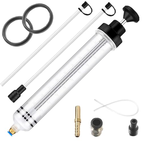 500cc Fluid Extractor Pump for Automotive Use,Manual Oil Change Syringe with 70cm Rubber Hose & 2pcs 30cm Extension Tubes for Easy Oil Change