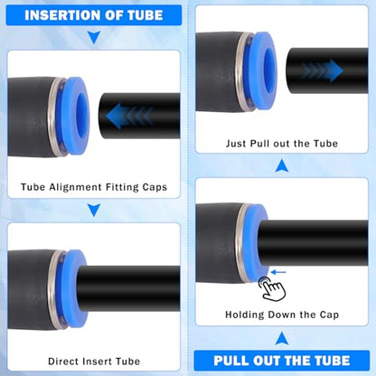 24 Pcs 1/4" Quick Connect Air Line Fittings Kit 1/8" 1/4" Pneumatic Push Lock Air Fittings Push to Connect & NPT Thread Air Hose Fittings Quick Release Airline Fitting Kit - color: Black-24PCS1/4"
