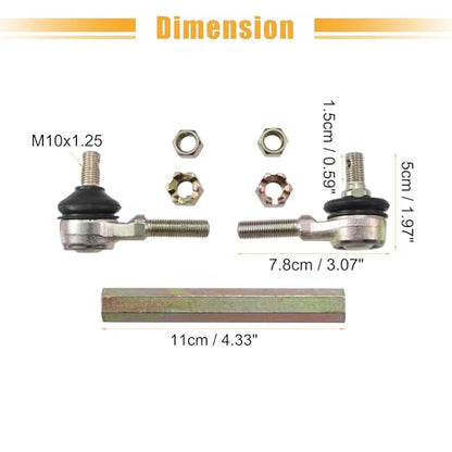 ACROPIX 11cm 4.33" Steering Tie Rod End Tie Rod Link Fit for 50cc 70cc 90cc 110cc 125cc 150cc ATV Quad Four Wheeler with Ball Joint Accessories - Pack of 2 - size: 110mm
