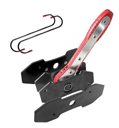 Brake Caliper Compression Tool Kit - 360° Swing Ratchet Piston Press Spreader with Caliper Hooks & 2 Steel Plates (Red) - Professional Brake Caliper Repair Tool for Automotive Maintenance