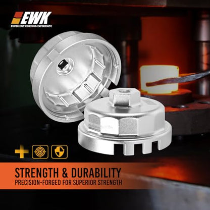 EWK 64mm Forged Aluminum Oil Filter Wrench with Drain Hose, Heavy-Duty Oil Change Tool for Toyota, Lexus, Scion 2.0L - 5.7L Cartridge Filters - style: Drain Tool Set