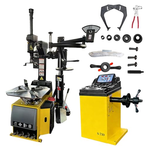 Tire Changer and Wheel Balancer Combo with Rear-Tilt System & Multiple Modes, 110V for 10-26" Rims, Complete Tire Service Package for Workshops
