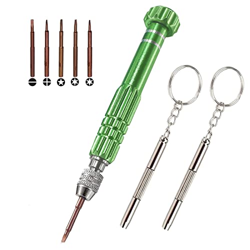 Esinam 8-in-1 Multifunctional Small Screwdriver for Eyeglass, Glasses Repair, Mini Screwdriver Kit for Cellphone, Eye Glasses, Electronics, Watch, Laptop and Jewelry (Green) - color: Green