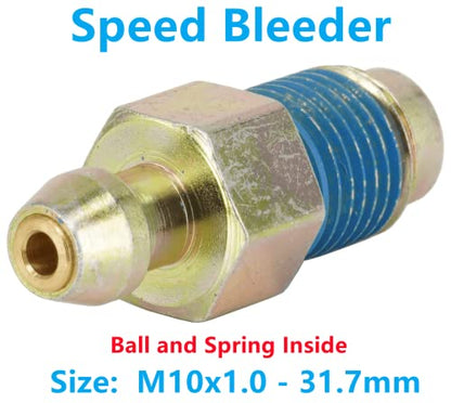 4-Piece Speed Bleeder Kit - Quick Bleeders with Dust Caps, M10x1.0-31.7mm - size: M10x1.0 - 31.7mm (4 PCS)