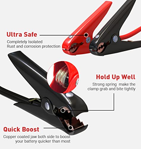 AUTOGEN Heavy Duty Jumper Cables, Booster Cables 2 Gauge 25Feet 800AMP Automotive Jumper Cables Kit for Car, SUV, and Trucks with Professional Clamps and Carrying Bag
