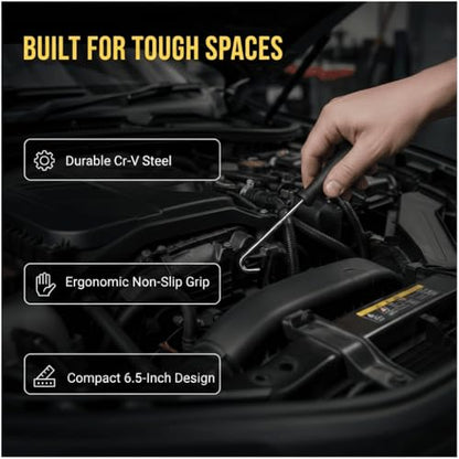 Set Precision Hook & Pick Tool Kit - 8PC Chrome Vanadium Steel O-Ring Gasket Puller with Anti-Slip Handle for Bicycle & Automotive Repair (6.5-Inch)‌
