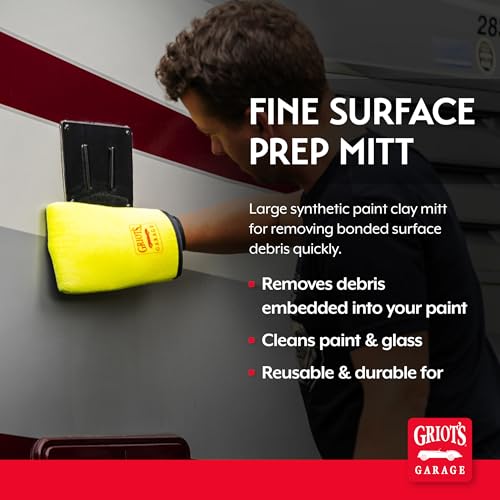 Griot's Garage Fine Surface Prep Mitt for Car Detailing, Clay Bar Alternative, Auto Cleaning Tool for Paint, Glass, Chrome, and Plastic, 10678
