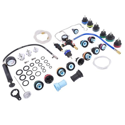 Radiator Cooling System Pressure Tester Kit Coolant Vacuum Refill Tool Durable Construction 23 Adapters 31-Piece Set for Most Car and Truck Models