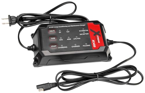 PulseTech XC450 Xtreme Charge 4 AMP Smart Battery Charger Maintainer, Trickle Charger | Test, Charge, Condition & Maintain All 6V/12V Batteries: Lead Acid, LiFeP04, Lithium, VRLA, AGM, Gel & Flooded