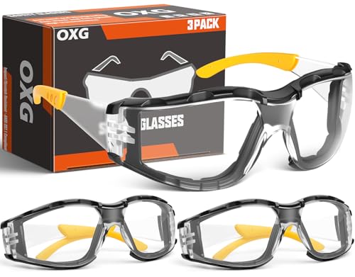 OXG Safety Glasses for Men, ANSI Z87.1 Anti-Fog Impact Resistant Protective Eyewear, Foam Gasket, UV400 Protection - color: 3-clear-yellow