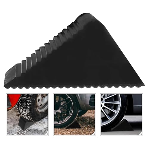 Compact Non-Slip Rubber Wheel Chock Heavy Duty Tire Stopper for RV Travel Trailers Campers Portable Balanced Anti-Roll Wedge Prevents Rolling and Shifting