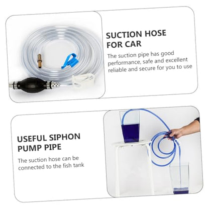 Manual Water Suction Hose Siphon Pump for Car and Fish Tank, Sturdy Oil Transfer Tube with Guide, Multi-use Handheld Suction Kit for Automotive and Aquarium Water Replacement
