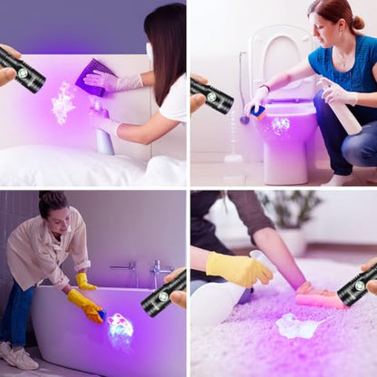 Home Safety 1602 395nm UV Flashlight Blacklight Portable Black Light for for Pet Urine Finding & Mineral, Antique Detection, Scorpion Search, etc (1602_UV395nm)