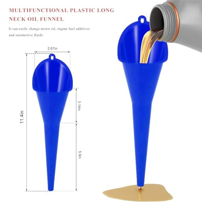 2 PCS Oil Funnel, Multi-Purpose Plastic Long Neck Oil Funnel, Automotive Use Funnels for Filling Oils Lubricants Water Diesel, Kitchen Funnels for Filling Bottles Jars (Blue) - color: Blue, 2 PCS