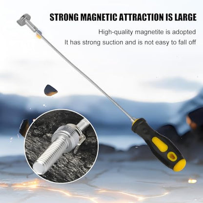 Strong Magnetic Car Oil Drain Plug Remover Tool, 14 Inch Vehicle Oil Change Wrench, Anti Scald Automotive Sump Plug Removal Tool Accessories, Universal for Sedan Truck RV