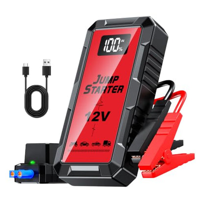 Car Jump Starter, 88.8wh Jump Starter Battery Pack 6000A (All Gas,up to 10.0L Diesel Engine) 12V Jumper Cables Portable Lithium Jump Box, USB Output and LED Light - color: orange