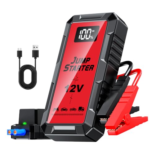Car Jump Starter, 88.8wh Jump Starter Battery Pack 6000A (All Gas,up to 10.0L Diesel Engine) 12V Jumper Cables Portable Lithium Jump Box, USB Output and LED Light - color: orange