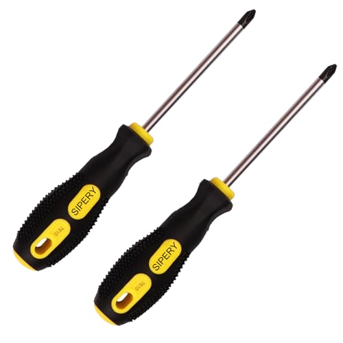 2 Pack Phillips Screwdriver - 4 Inch Shaft, Cross-head 6mm PH2 Magnetic Extended Screwdriver With Rubber Handle - size: 4 Inch