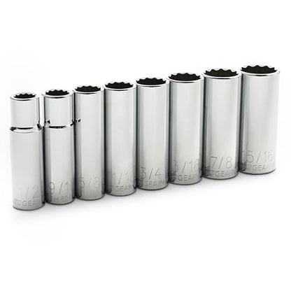 GEARWRENCH 8 Pc. 1/2" Drive 12 Point Deep SAE Socket Set - 80713
