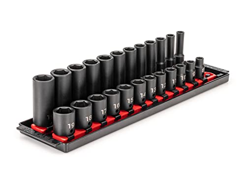 TEKTON 3/8 Inch Impact Socket Set, 24-Piece | SID91209 - size: 24-Piece (5/16-3/4 in.), style: Shallow and Deep
