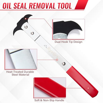 Seal Puller, Oil Seal Removal Tool, Dual Hook Oil Seal Puller with Galvanized Steel & Non-Slip Handle, Precision Seal Installer/Remover for Automotive & Industrial Equipment