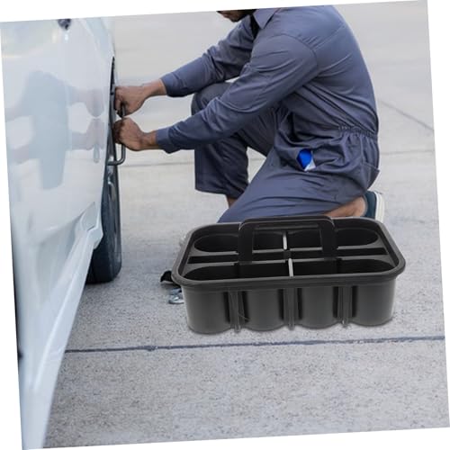 Car Cleaning Tools Storage Basket Thickened Plastic Organizer with Carrying Handle Square Compartment Storage for Car Detailing and Cleaning Supplies
