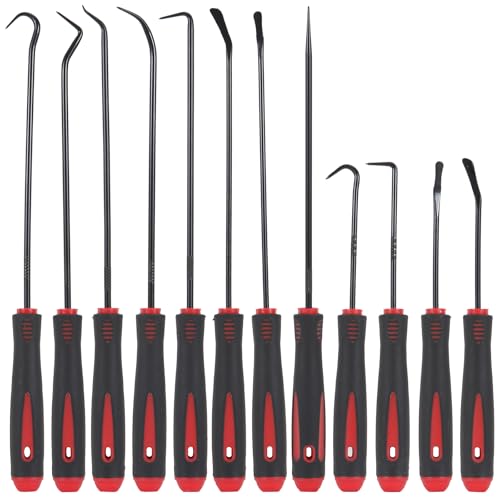 12PCS Pick and Hook Tools Set, Long and Mini Automotive Pick Set, O-Ring Oil Seal & Gasket Removal with Non-Slip Grip, Pick Tool Set for Car Repair, Mechanical and DIY