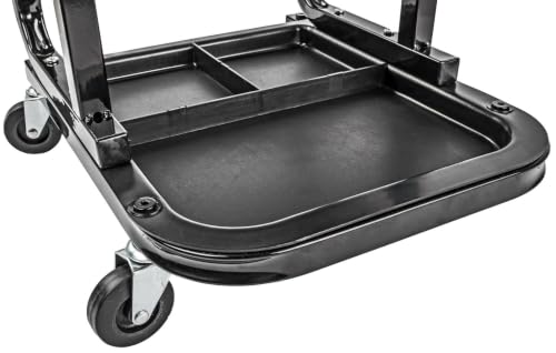 JEGS Creeper and Mechanic Seat Set | Memory Foam Padding | Black Logo | 350 LBS Capacity | 2" Caster Wheels
