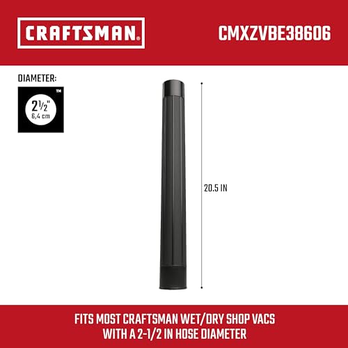 CRAFTSMAN CMXZVBE38606 2-1/2 in. Extension Wand Wet Dry Vac Attachment | Industrial-Grade Shop Vacuum Accessory for Extending Reach While Cleaning, Fits 2-1/2 in. Hose Diameter - style: Extension Wand