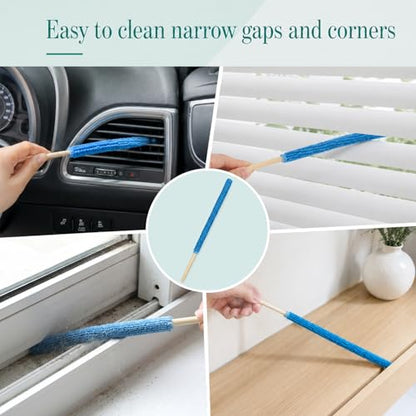 6 Pcs Fan Cleaning Tool Microfiber Detail Duster Sticks, Fan Cleaner for Stand Up Fans & Tower Fans, Crevice Cleaning Brush for Home Car Air Vent Window Blind