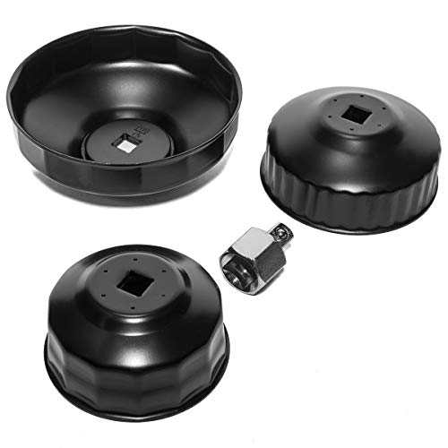 XtremepowerUS 10-Pieces Universal Oil Change Filter Cap Wrench Cup Socket 3/8" inch Square Drive Oil Canister Socket with Case, Red/Black