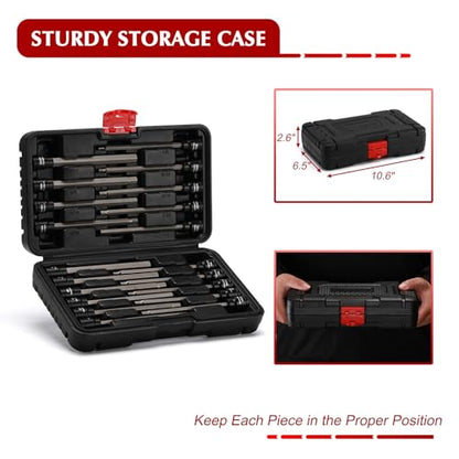 EMENTOL 20PCS 3/8-Inch Drive Hex Bit Long Socket Set, Allen Socket Set, CR-V, S2 Alloy Steel Bit, SAE/Metric, 3mm - 12mm, 1/8"-7/16" - size: Regular Hex Bit 3mm - 12mm & 1/8"-7/16"