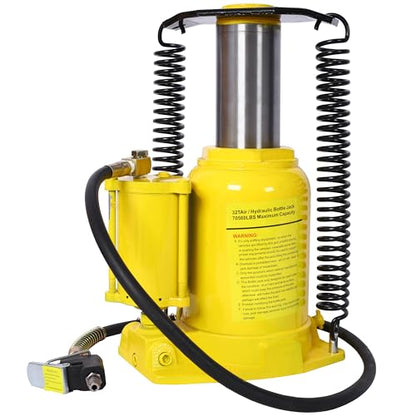 Pneumatic Air Hydraulic Bottle Jack, 32 Ton/64,000 LBS All Welded Bottle Jack, 10.4-16.3 inch Lifting Range, with Manual Hand Pump & Handle,Heavy Duty Auto Truck Travel Trailer Repair Lift - color: Blue, size: 32Ton